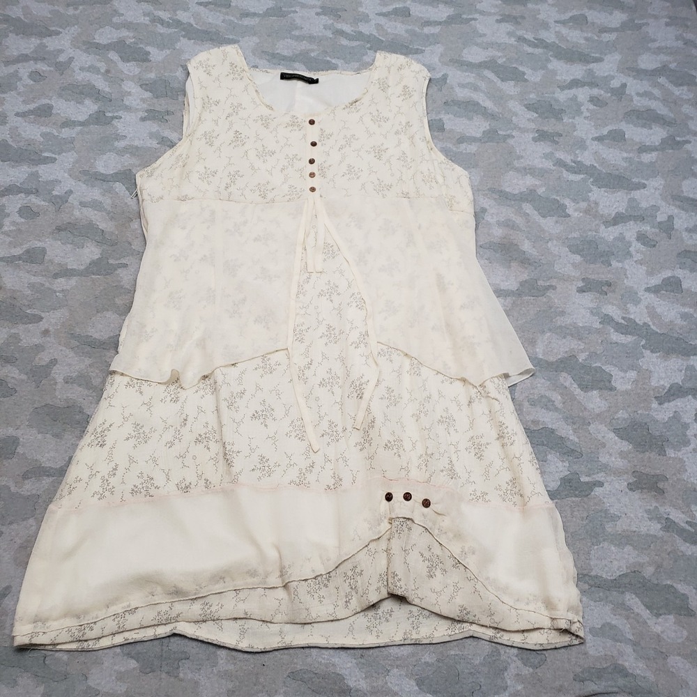 Virginie & Moi Dress Womens T8 Beige Sleeveless Peasant Boho Layered